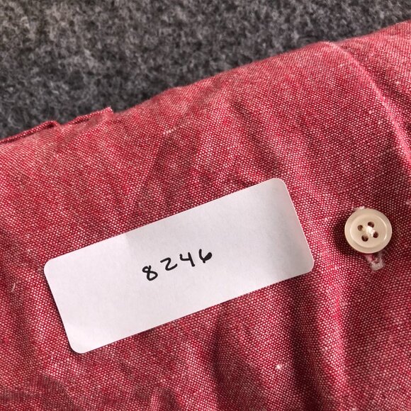 Banana Republic Shirts Mens Medium Red Pink Linen Blend Slim Vacation Office - Picture 8 of 8